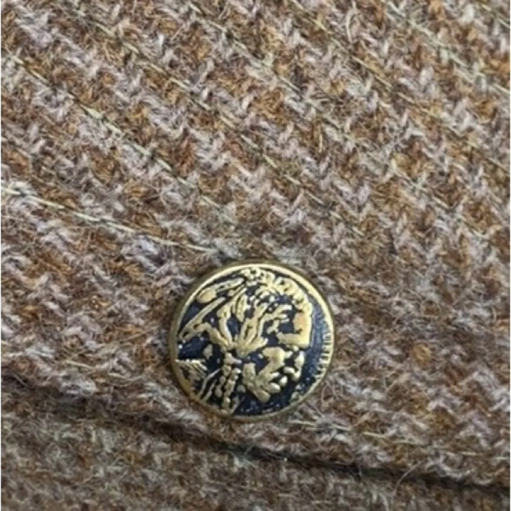 Vintage 70s Brown Wool Tweed Indian Head Penny Fedora Hat
